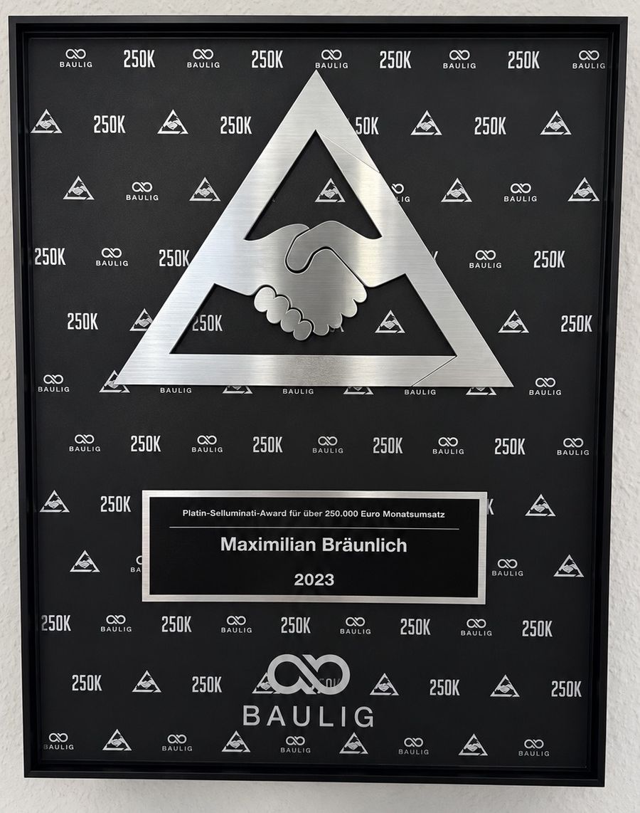 Baulig Platin-Selluminati-Award für Maximilian Bräunlich, 2023